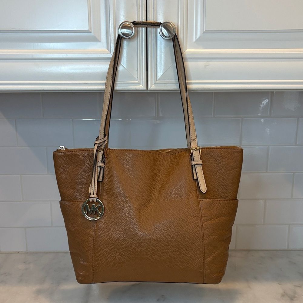 Michael Kors Bag Purse Handbag Leather Jet Set EW Pebbled Tote Bag Pocketbook